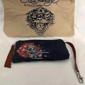 Ed Hardy Women’s Clutch | Canvas | Skull